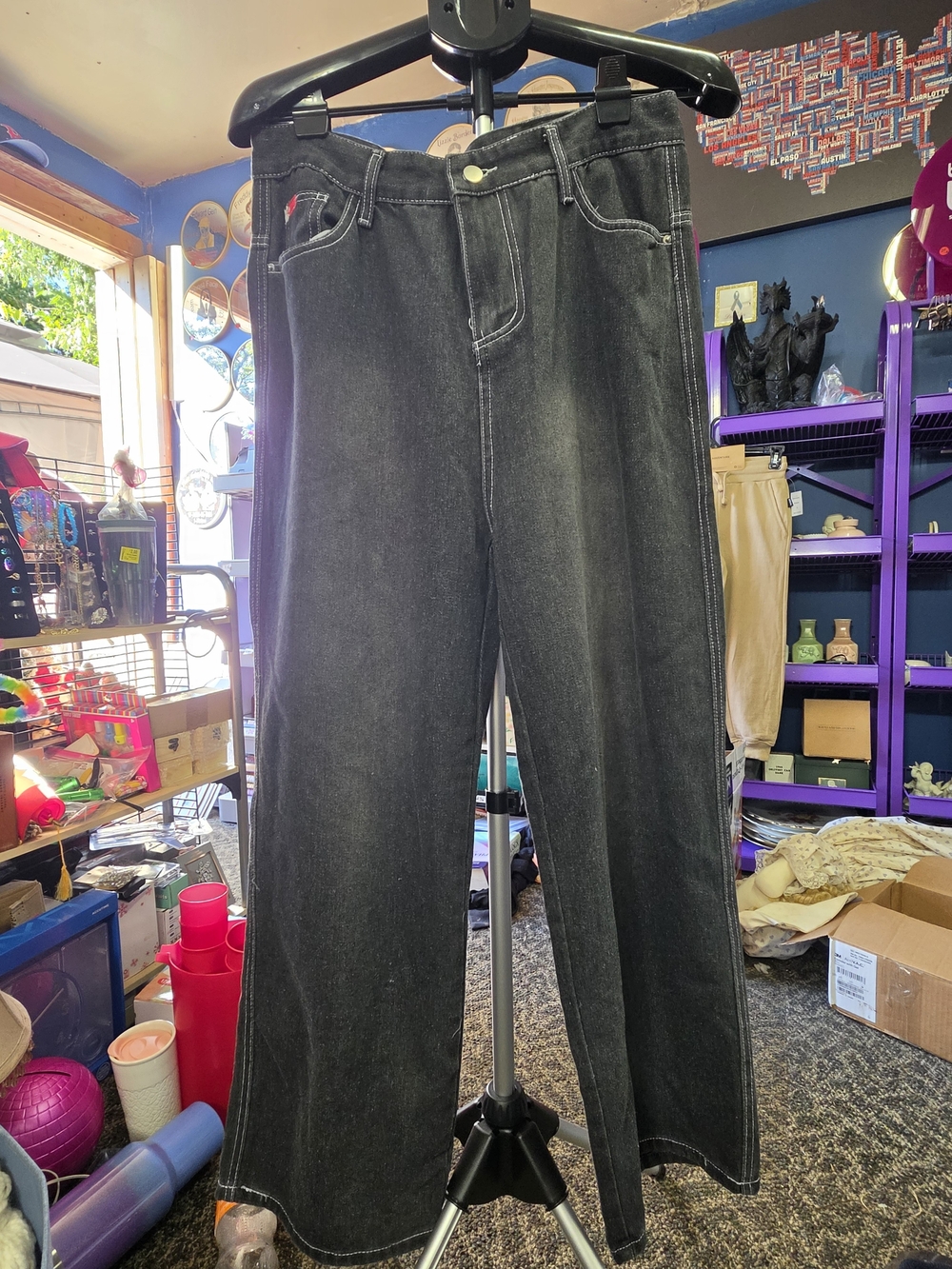 South Pole Black Wide-Leg High-Rise Jeans